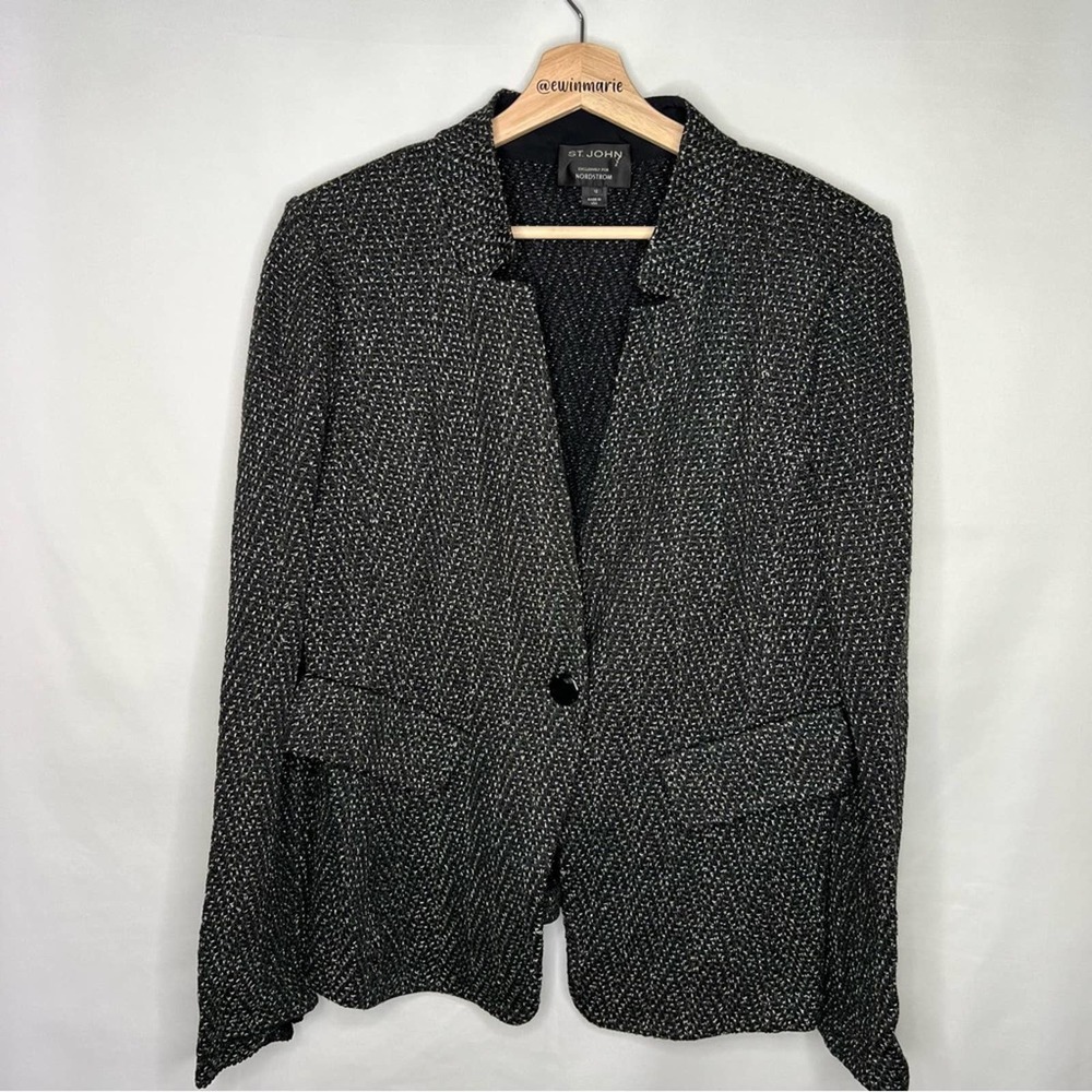 St. John Knits Black Single-Button Blazer, size 12